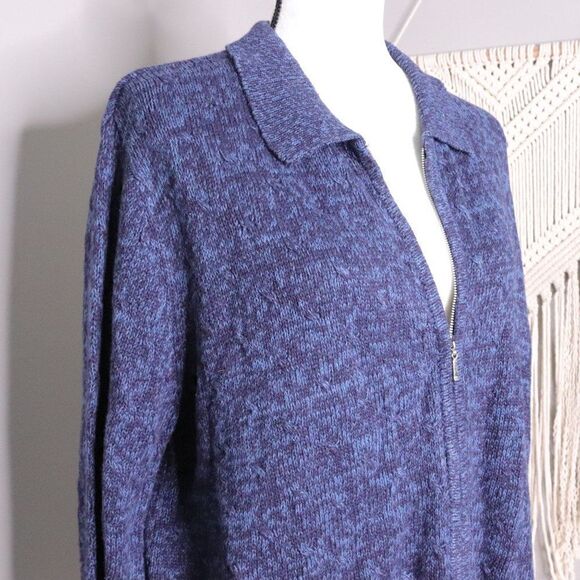 Vintage | 1990's Cotton Zip Up Long Sleeve Sweater XL - Picture 3 of 7